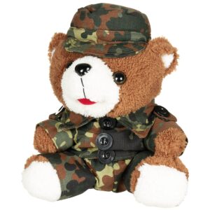 Teddy Bär 25 cm mit Tarnkleidung und Mütze flecktarn