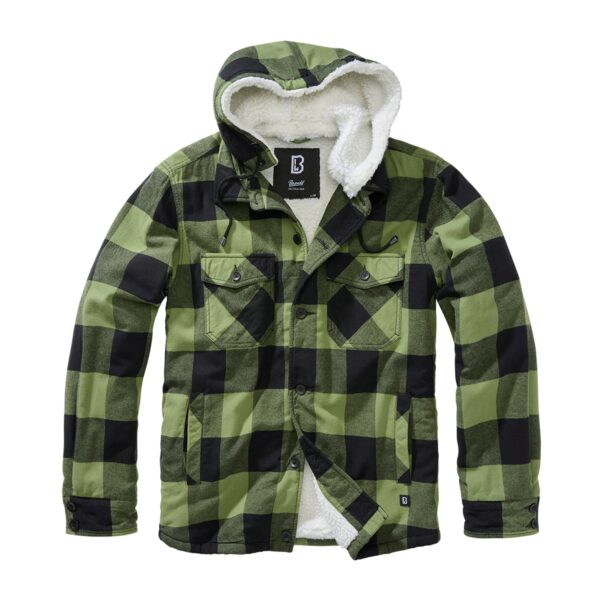 Brandit Jacke Lumberjacket Hooded schwarz oliv