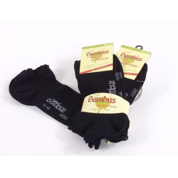 3 Paar Bambus Socken kurz schwarz = 3,97 €/Paar S