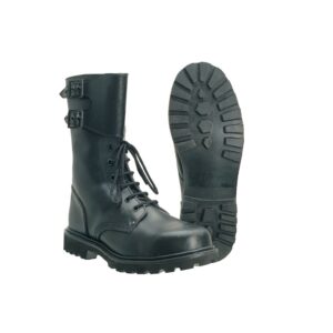Französischer Kampfstiefel mit Schnallen Action Leder schwarz Schuhe D 39