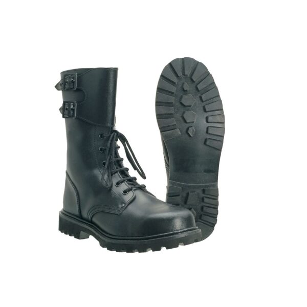 Französischer Kampfstiefel mit Schnallen Action Leder schwarz Schuhe D 39