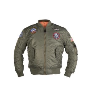US Kids Jacke MA1 mit Abzeichen oliv S