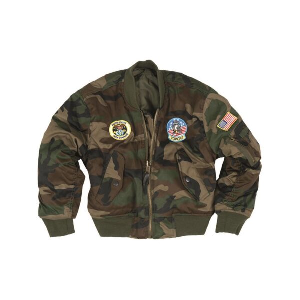 US Kids Jacke MA1 mit Abzeichen woodland XS