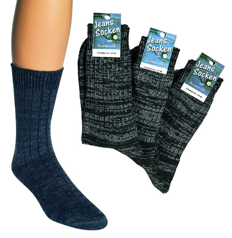 3 Paar Socken Jeans schwarz meliert = 3,64 €/Paar L