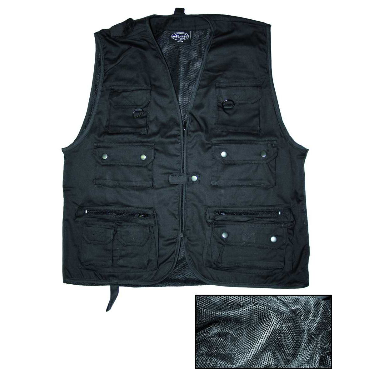 Jagd-/Anglerweste mit Netzfutter schwarz 4-XL