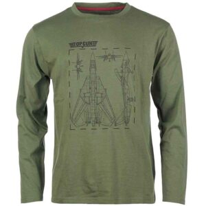 Langarmshirt Cotton mit Druck Top Gun oliv 3-XL