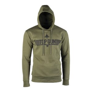 Hoodie Kapuzen Sweatshirt mit Druck TOP GUN oliv Restposten 3-XL