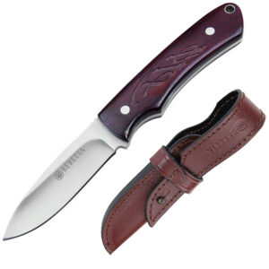Beretta Outdoormesser, 440C, Cocobolo-Griff Daumenauflage, braune Lederscheide Jagdmesser